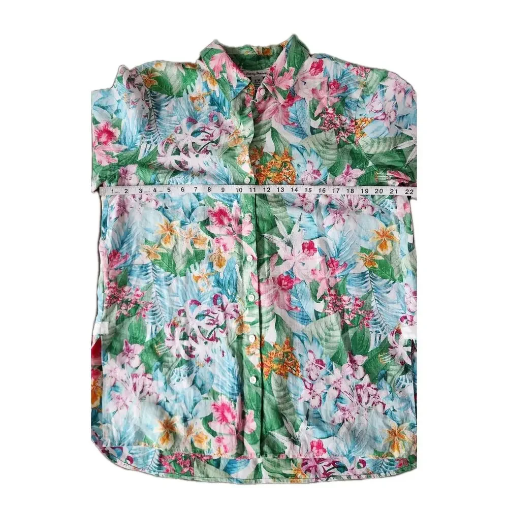 Tommy Bahama Coastalina Women's Linen Button Down Shirt Valley of the Flowers M - Picture 6 of 7